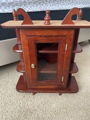 Solid Hardwood Two Shelves Glass Door Display Wall or Free Stand Curio Cabinet