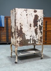 Antique Medical Cabinet Apothecary Industrial Metal glass Display Case Vintage