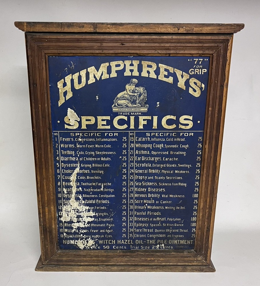 *ALL DRAWERS* Antique Humphreys Specifics Wood Medicine Pharmacy Cabinet Display