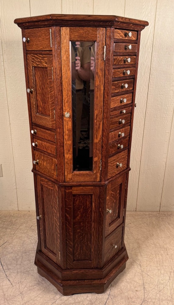 Antique Oak Clark Model “A” Octagon Revolving Dental Cabinet