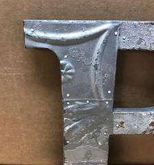 Decorative Salvaged Tin Ceiling 12″ Patchwork Silver Metal Letter P Old 620-26B