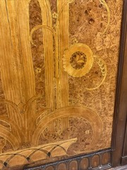 Vintage 1930’s Art Deco Burled Walnut Inlayed and Carved China Cabinet