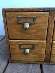 Vintage 4 Drawer Wooden Card Catalog File Cabinet Library Bureau Sole Makers