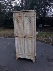 Antique Corrugated Steel Locker Storage Cabinet