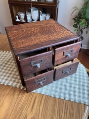 Antique Tiger Oak 4-Drawer 3″ x 5″ Card Catalog Library File Cabinet