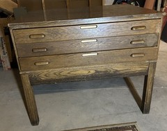Antique Oak Architects flat file, Flat file, Map flat file