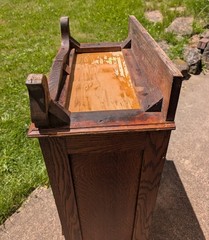 Antique Marble Top Barbers Cabinet Quarter Sawn Oak 1900s Era