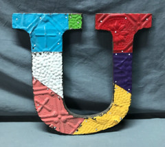 Decorative Salvaged Tin Ceiling 12″ Patchwork Mix Color Letter U Metal 358-25B