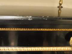 RARE CHIC 40’s GROSFELD HOUSE BLACK LACQUERED CABINET w/ CANE WORK & BRASS