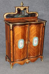 Antique 19th Century Louis XV Style Bronze Mounted Sevres Inset Cabinet Server