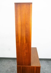 Mid Century Modern China Cabinet Hutch Bassett Walnut Drop Desk Vintage Drawers