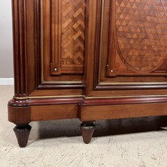 Exceptional French Antique Bar Cabinet Server Sideboard Walnut & Birdseye Maple