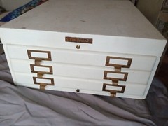 ANTIQUE SHAW WALKER STACKING CARD CATALOG FILE CABINET FLAT DRAWERS TOP PART