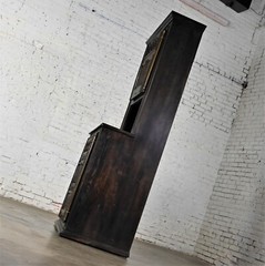 Vintage Spanish Colonial Revival Style Oak Cupboard Hutch Cabinet or Dry Bar