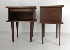 Pair Couple Vintage Night stands End tables Mid Century Modern Wood pop art Fun