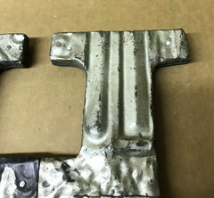 Decorative Salvaged Tin Ceiling 8″ Patchwork Shabby Silver Letter U Old 217-26B