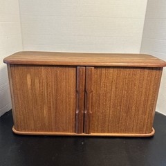 Vintage Mid Century Kalmar Teak Tambour Door Wall Mount Cabinet