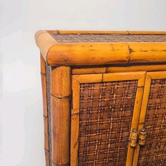 🍯Antique🍯 Honey Bamboo & Woven Rattan Cabinet 1970s
