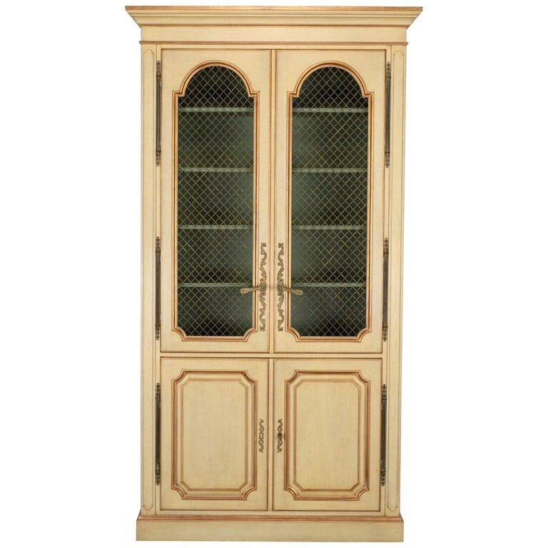Auffray & Company French Country China Closet Display Cabinet Vitrine, 1980s