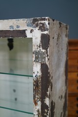 Antique Medical Cabinet Apothecary Industrial Metal glass Display Case Vintage