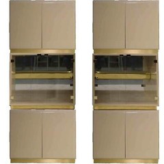 1980s Milo Baughman for Thayer Coggin Cream Lacquer Lighted Modular Bar or China