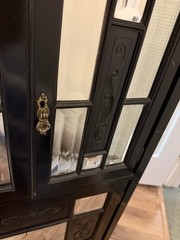 Victorian-Style Black Antique Cabinet with Beveled Mirrors