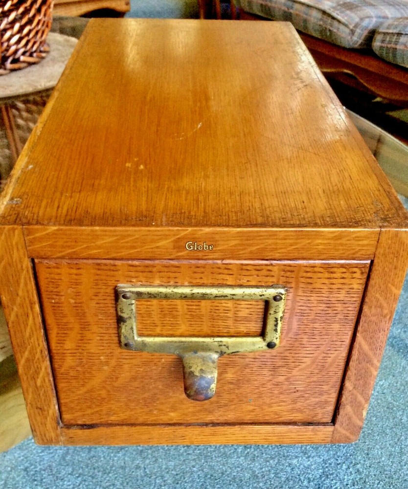 Vintage Globe Oak Wood Catalog Drawer, LATE 1800’s
