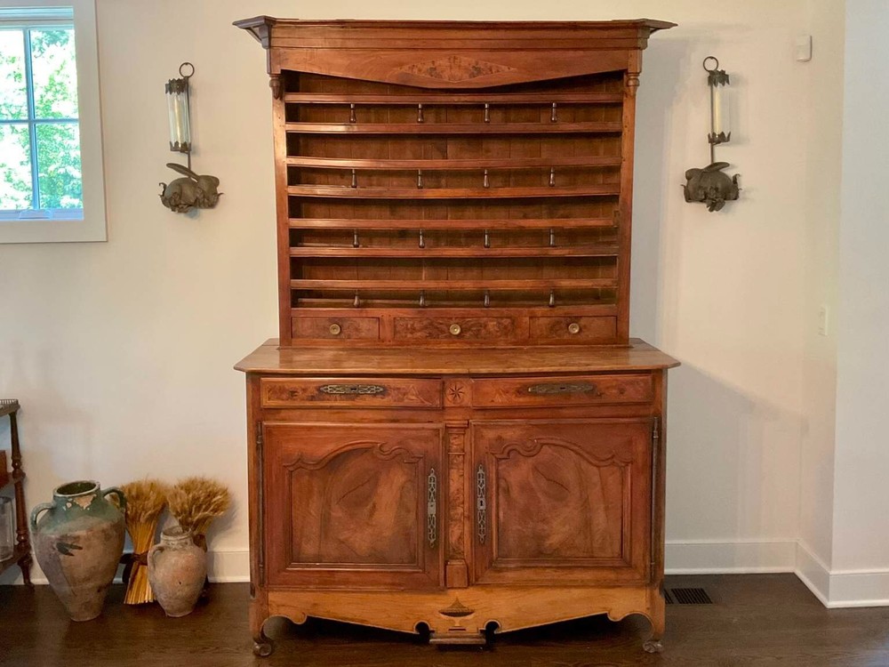 Antique Burl Walnut French Vaisselier Cupboard