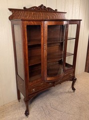 Antique Oak Rectangular Small Curio Cabinet
