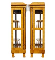 FINE PAIR OF BIEDERMEIER GLAZED ELM DISPLAY CABINETS