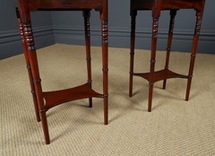 Antique English Victorian Small Pair Mahogany Bedsides Locker Tables Nightstands