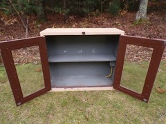 Vintage Mid Century Medical Dental Apothecary Glass & Metal Wall Cabinet