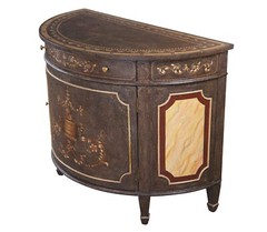 2 Maitland Smith Neoclassical Demilune Chiffonier Cabinet Commode Console Tables