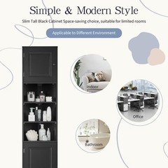 Tall Corner Bathroom Storage Cabinet MDF Freestanding Cabinet with 2 Doors