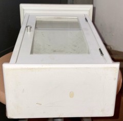 White wood glass door display case curio cabinet table top/wall hanging