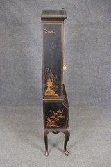 Chinoiserie Ebonized and Paint Decorated Georgian Style 1960’s China Cabinet