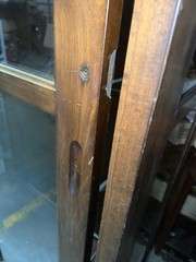 c1920 vintage birch upright vitrine like Cabinet E H Sheldon Co. 80”h x 71 x 18”