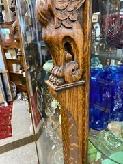 Stunning Antique Oak China Cabinet W/Griffins, Beautiful Wood Grain, Light Added