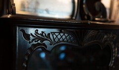 Freestanding Black Ornate Rosewood Cabinet 1800-1899 Glass Mirror Wood Antique