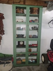 Vintage Store Display 1800s Original Green Curio Store Display Cabinet Showcase
