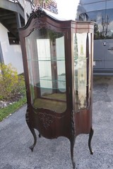 French Early 1900s Tall Heavy Carved China Closet Display Cabinet Cupboard 3538