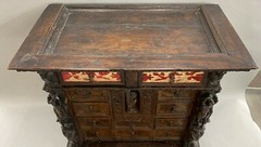 17th Century Spanish Burled Walnut Vargueno or Collectors Cabinet