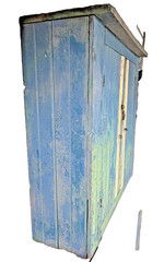 Primitive 2pc Step Back Wall Cupboard Blue & Green Patina Pickup 61103