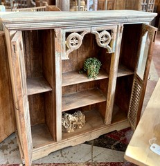 Charming, Rustic 2-Door Cabinet with Shelving, 52″ Wide, Distressed Whitewash
