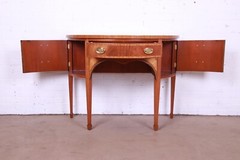 Baker Furniture Federal Inlaid Mahogany and Satinwood Demilune Cabinet