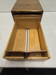 Antique Globe Wernicke Oak Wood Large Index Recipe Card Single Drawer Cabinet