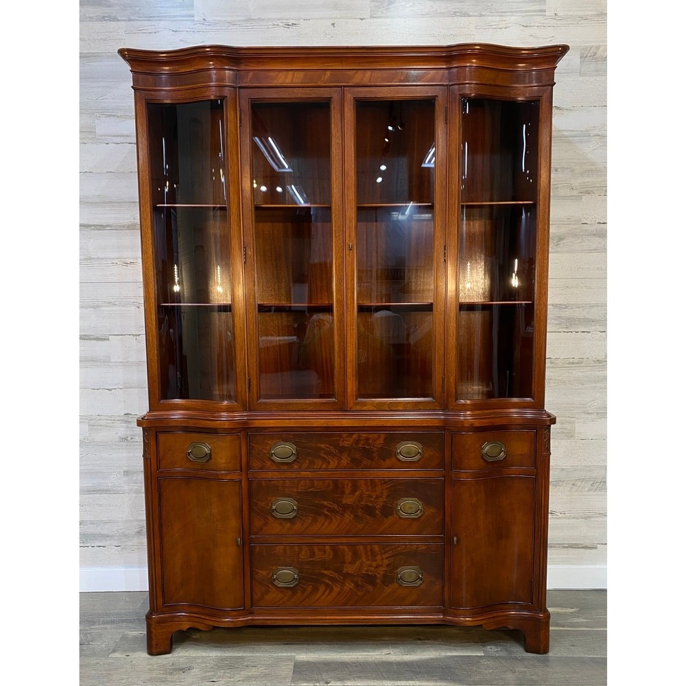Morganton Mahogany Serpentine Breakfront Hutch 1940’s