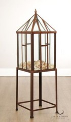 Steel and Glass Frame Greenhouse Terrarium on Stand