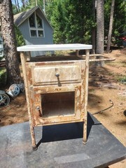 Antique Vintage Metal Glass Medical Dental Cabinet
