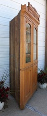 Magnificent OAK CORNER CHINA CABINET CUPBOARD HUTCH Sq Nail 4Dr w Crown Antique